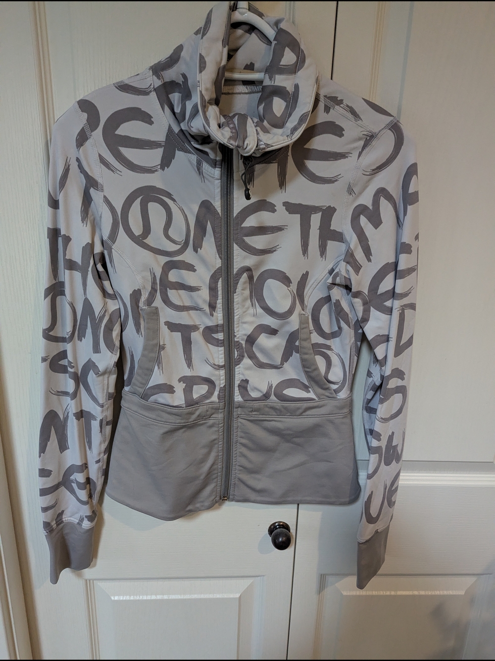 lululemon athletica Light Gray Script-Print Zip Jacket